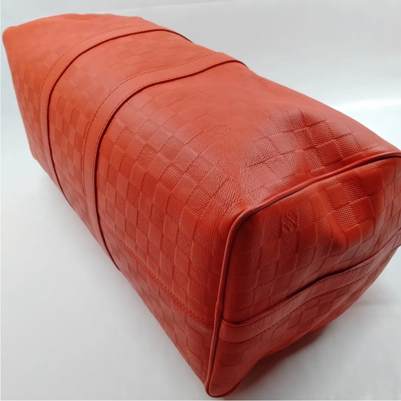 Louis Vuitton Keepall Bandouliere Bag Damier Infini Leather 45 - Red/Orange - Picture 6 of 9